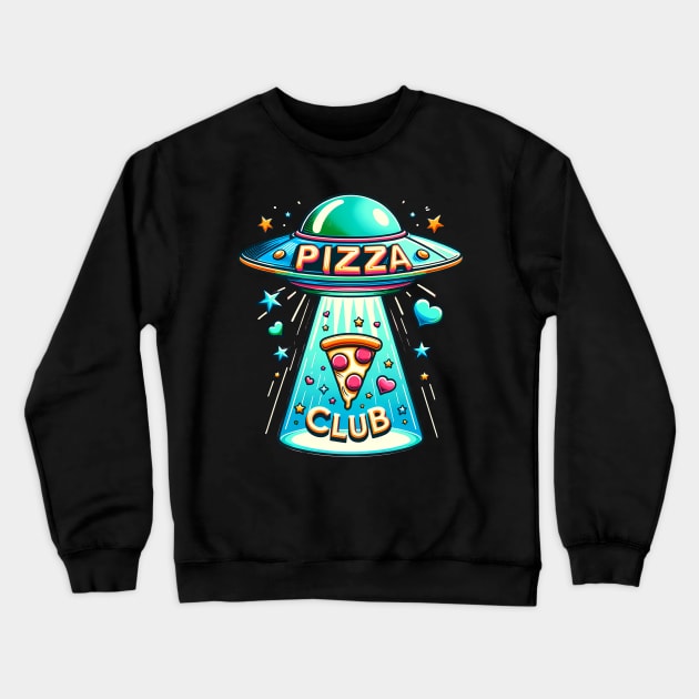 Funny Pizza Ufo, Pizza Club Crewneck Sweatshirt by dukito